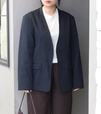 画像2: カラーレスコットンサテンジャケット　Collarless Cottonsatin Jacket