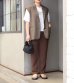 画像2: ストレッチドビーテーパードギャザーパンツ (2)