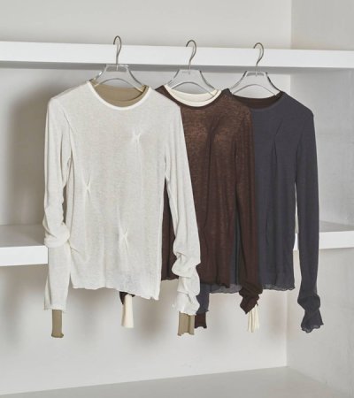 画像1: タックレイヤードロングTシャツ　Tuck Layered Long T-shirts