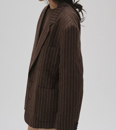 画像8: ボーイフレンドストライプリネンジャケット　Boyfriend Stripe Linen Jacket