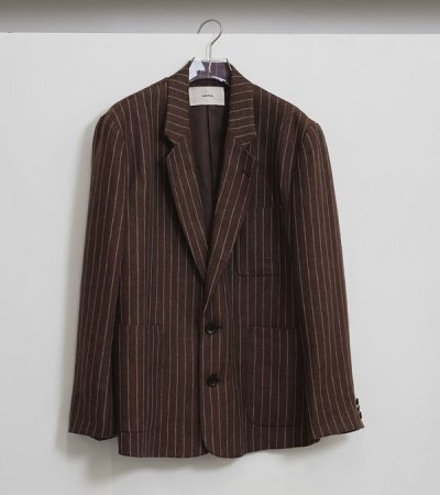 画像1: ボーイフレンドストライプリネンジャケット　Boyfriend Stripe Linen Jacket