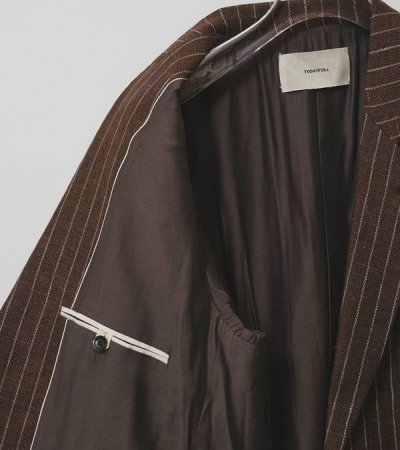 画像4: ボーイフレンドストライプリネンジャケット　Boyfriend Stripe Linen Jacket