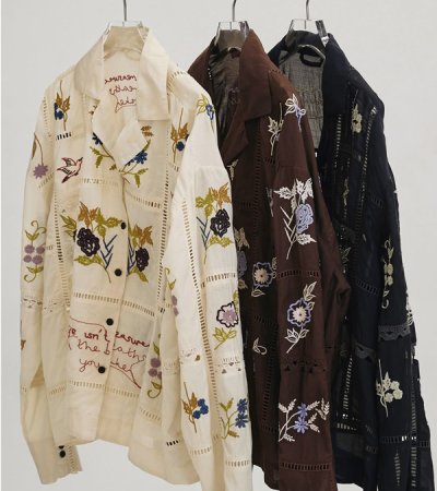 画像1: エンブロイダリーパッチワークシャツ　Embroidery Patchwork Shirts