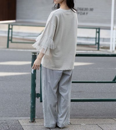 画像6: 裏毛×チュールラッフルスリーブトップス
