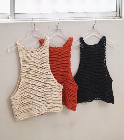 画像1: スカラップニットタンクトップ　Scallop Knit Tanktop