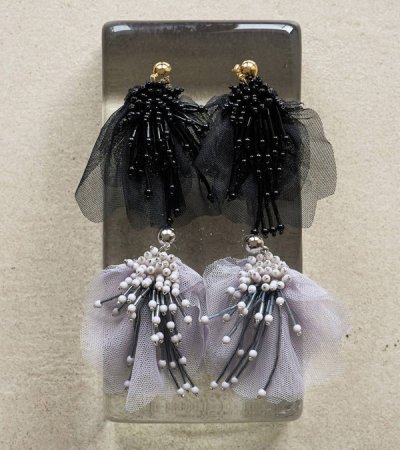 画像1: チュール×ビーズピアス　Tulle x Beads Pierce