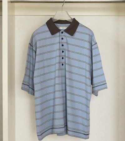 画像2: ボーダールーズポロトップス　Border Loose Polotops