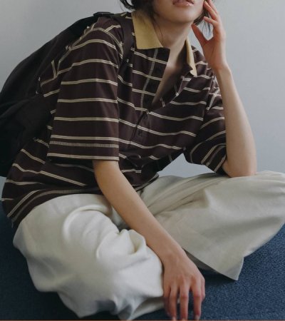 画像14: ボーダールーズポロトップス　Border Loose Polotops