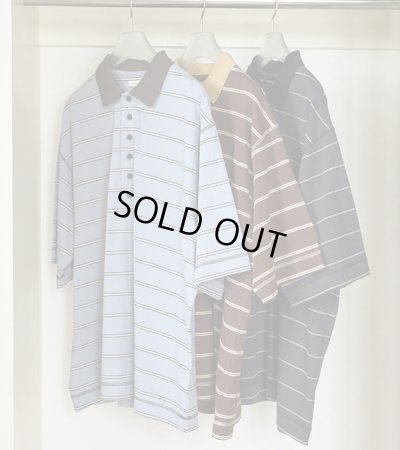 画像1: ボーダールーズポロトップス　Border Loose Polotops