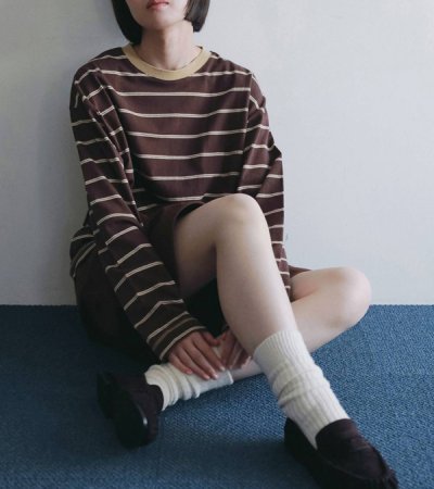画像27: ボーダールーズロングTシャツ　Border Loose Long T-shirts