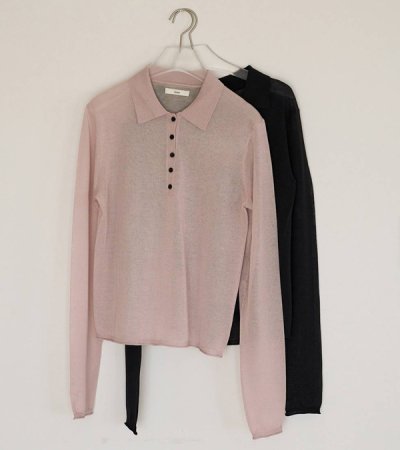 画像1: シアーポロニット　Sheer Polo Knit