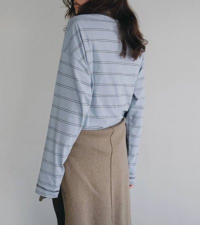 画像13: ボーダールーズロングTシャツ　Border Loose Long T-shirts