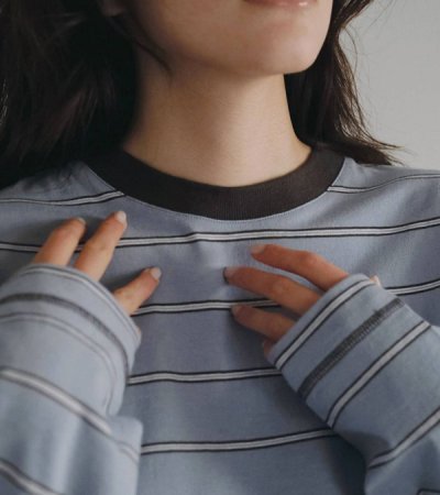 画像14: ボーダールーズロングTシャツ　Border Loose Long T-shirts