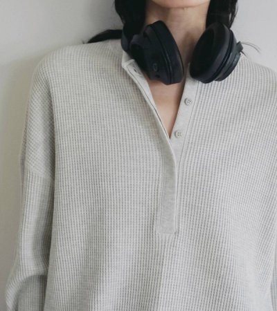 画像10: ワッフルルーズヘンリートップス　Waffle Loose Henleytops