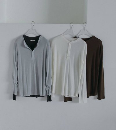 画像1: ウールシアーヘンリートップス　Wool Sheer Henleytops