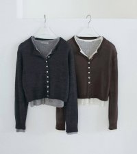 レイヤードクルーネックカーディガン　Layered Crewneck Cardigan