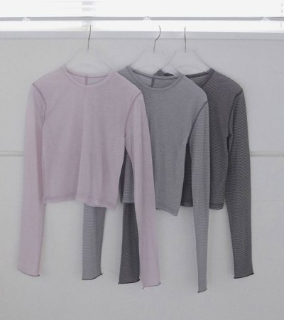 画像1: シアーボーダーロングTシャツ　Sheer Border Long T-shirts