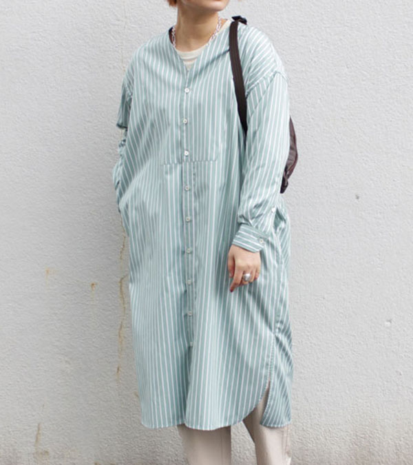 Ticca ティッカ ロングシャツカーディガン ストライプ