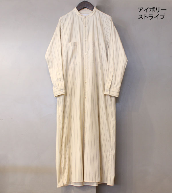 Ticca ティッカ Wポケットナローシャツワンピース ストライプ