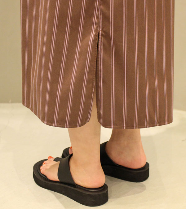 Ticca ティッカ Wポケットナローシャツワンピース ストライプ