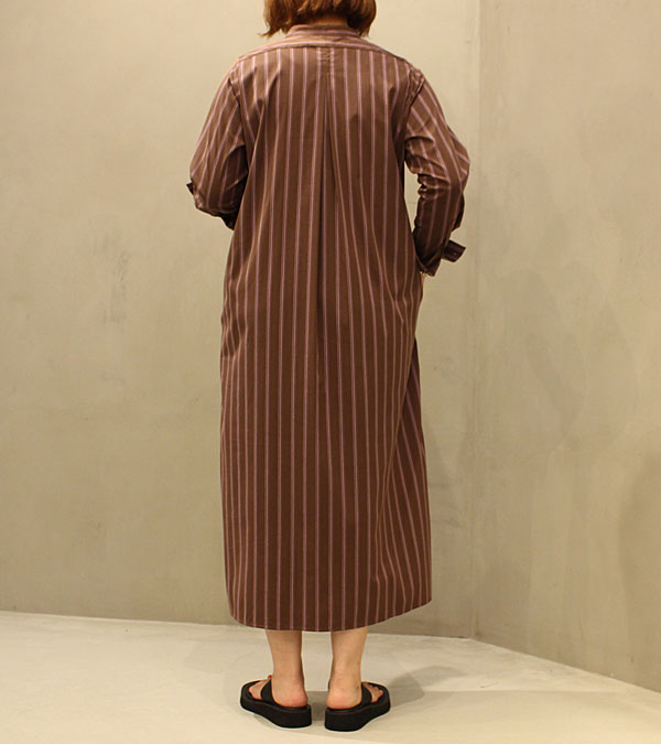 Ticca ティッカ Wポケットナローシャツワンピース ストライプ