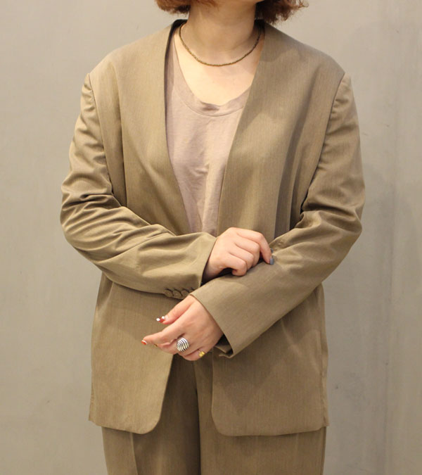 ヘザーカラーレスジャケット Heather Collarless Jacket/TODAYFUL