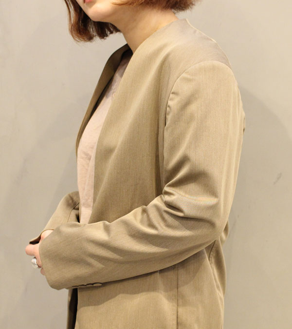ヘザーカラーレスジャケット Heather Collarless Jacket/TODAYFUL 