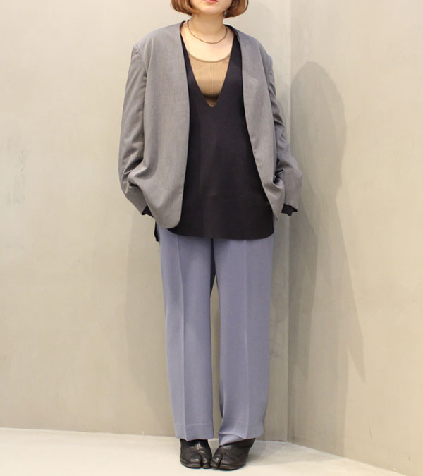 ヘザーカラーレスジャケット Heather Collarless Jacket/TODAYFUL 