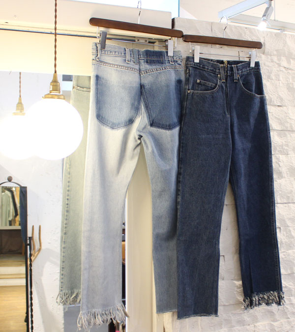 フリンジスリムデニムパンツ（ブルー）　fringe slim denim pants