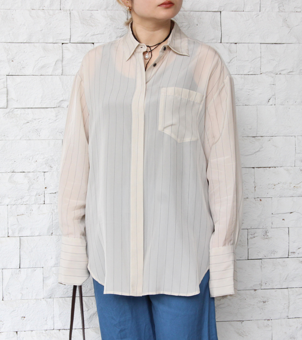 ストライプシルキーシャツ　Stripe Silky Shirts