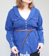 画像: 30%OFF！ショールカラーデニムウエスタンミニワンピース/ウィズベルト　circa make shawlcollor denim western mini onepiece w/belt《セール商品につき返品不可》