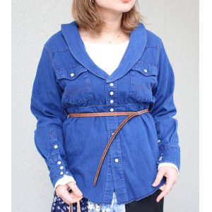 画像: 30%OFF！ショールカラーデニムウエスタンミニワンピース/ウィズベルト　circa make shawlcollor denim western mini onepiece w/belt《セール商品につき返品不可》