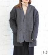 画像: ノーカラーワイドジャケット　circa make no collar wide jacket（グレー）