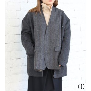 画像: ノーカラーワイドジャケット　circa make no collar wide jacket（グレー）