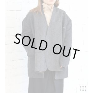 画像: 30%OFF！ノーカラーワイドジャケット　circa make no collar wide jacket（グレー）《セール商品につき返品不可》