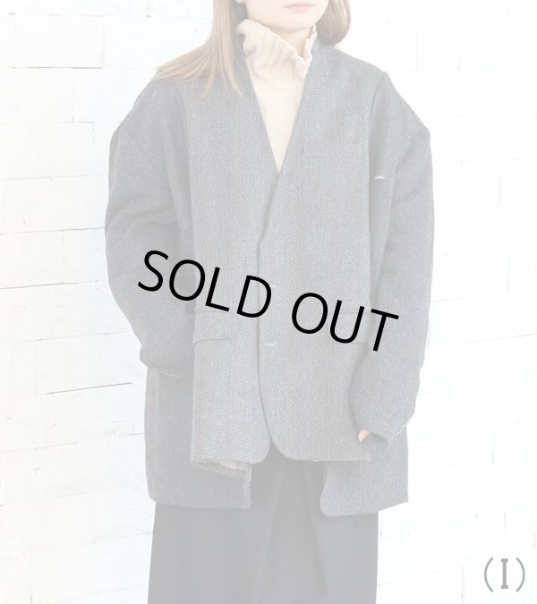 画像1: 30%OFF！ノーカラーワイドジャケット　circa make no collar wide jacket（グレー）《セール商品につき返品不可》