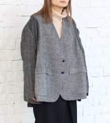 画像: 30%OFF！ノーカラーワイドジャケット　circa make no collar wide jacket（グレー）《セール商品につき返品不可》