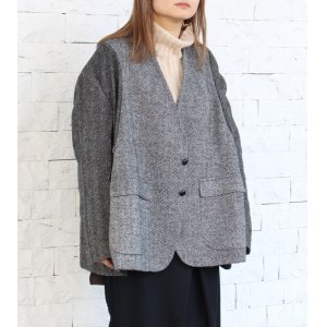 画像: 30%OFF！ノーカラーワイドジャケット　circa make no collar wide jacket（グレー）《セール商品につき返品不可》