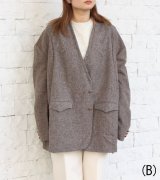 画像: ノーカラーワイドジャケット　circa make no collar wide jacket（ブラウン）