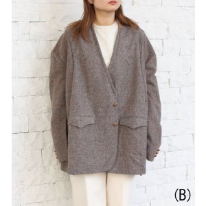 画像: ノーカラーワイドジャケット　circa make no collar wide jacket（ブラウン）