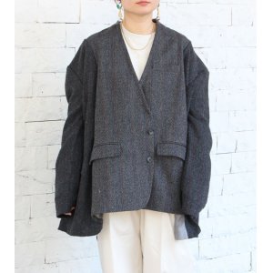 画像: 30%OFF！ノーカラーワイドジャケット　circa make no collar wide jacket（グレー）《セール商品につき返品不可》