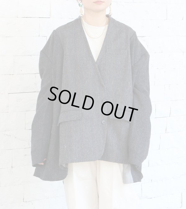 画像9: 30%OFF！ノーカラーワイドジャケット　circa make no collar wide jacket（グレー）《セール商品につき返品不可》