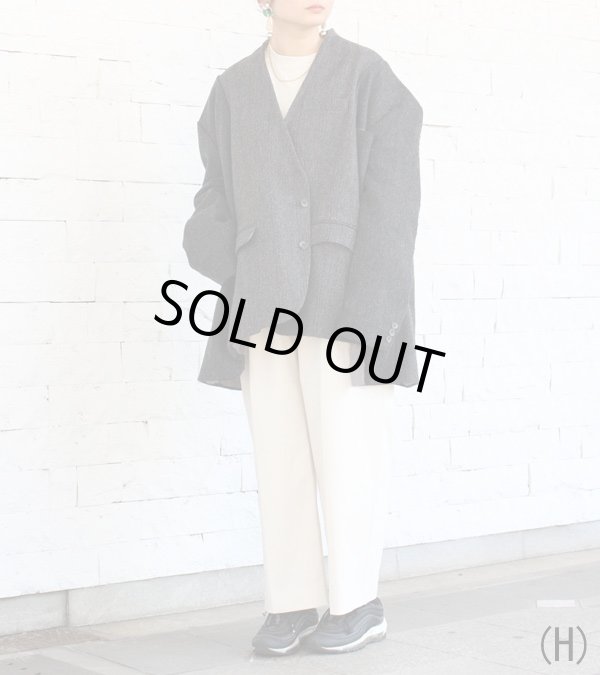 画像25: 30%OFF！ノーカラーワイドジャケット　circa make no collar wide jacket（グレー）《セール商品につき返品不可》