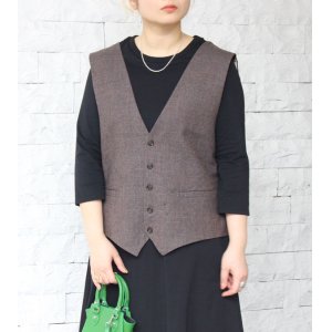 画像: バックレースアップジレ(ブラウングループ)　circa make back lace up gilet