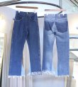 画像1: フリンジフレアデニムパンツ（ブルー）　circa make fringe denim pants