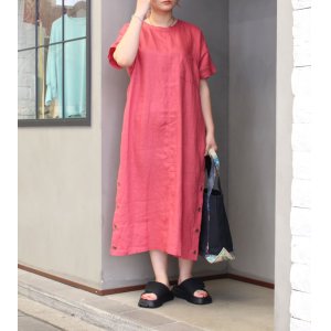 画像: 20%OFF！ウォッシュド40sリネンキャンバスサイドボタンワンピース《セール商品につき返品不可》