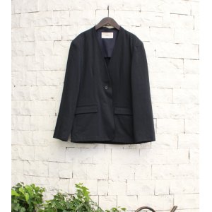 画像: カラーレスコットンサテンジャケット　Collarless Cottonsatin Jacket