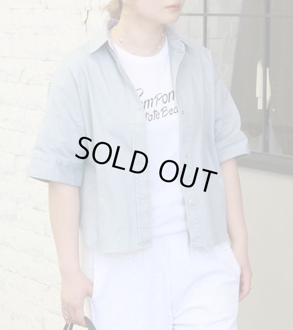 画像1: ダスティーダイデニムハーフスリーブシャツ