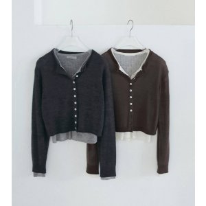 画像: レイヤードクルーネックカーディガン Layered Crewneck Cardigan