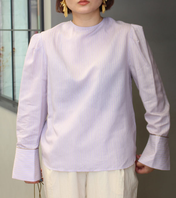 50%OFF!ストライプパフブラウス Stripe Puff Blouse《セール商品